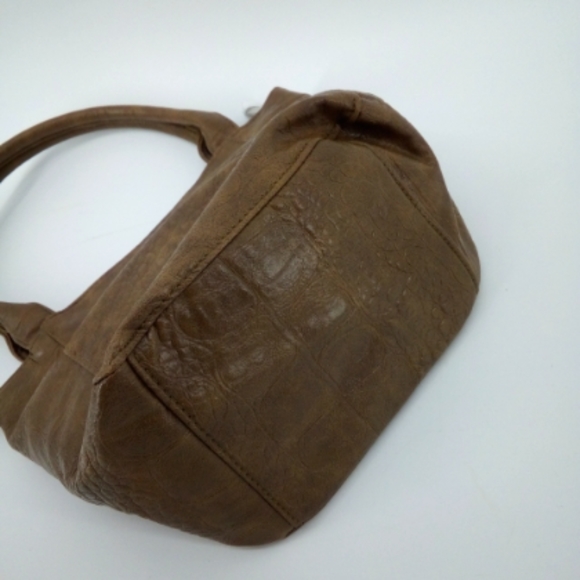 NWOT Vintage Brown Faux Crocodile Pendant Small Hobo Shoulder Bag - Picture 5 of 12